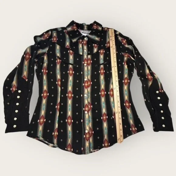 Wrangler x Lainey Wilson Black Checotah Pearl Snap Shirt | Size Large | EUC - Picture 6 of 10